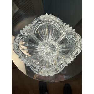 Oneida Augusta Crystal Candy Dish With Scalloped Rim And Star Pattern Vintage